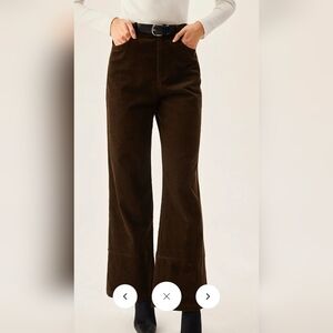 Women's Brown Wide Leg Corduroy Pants